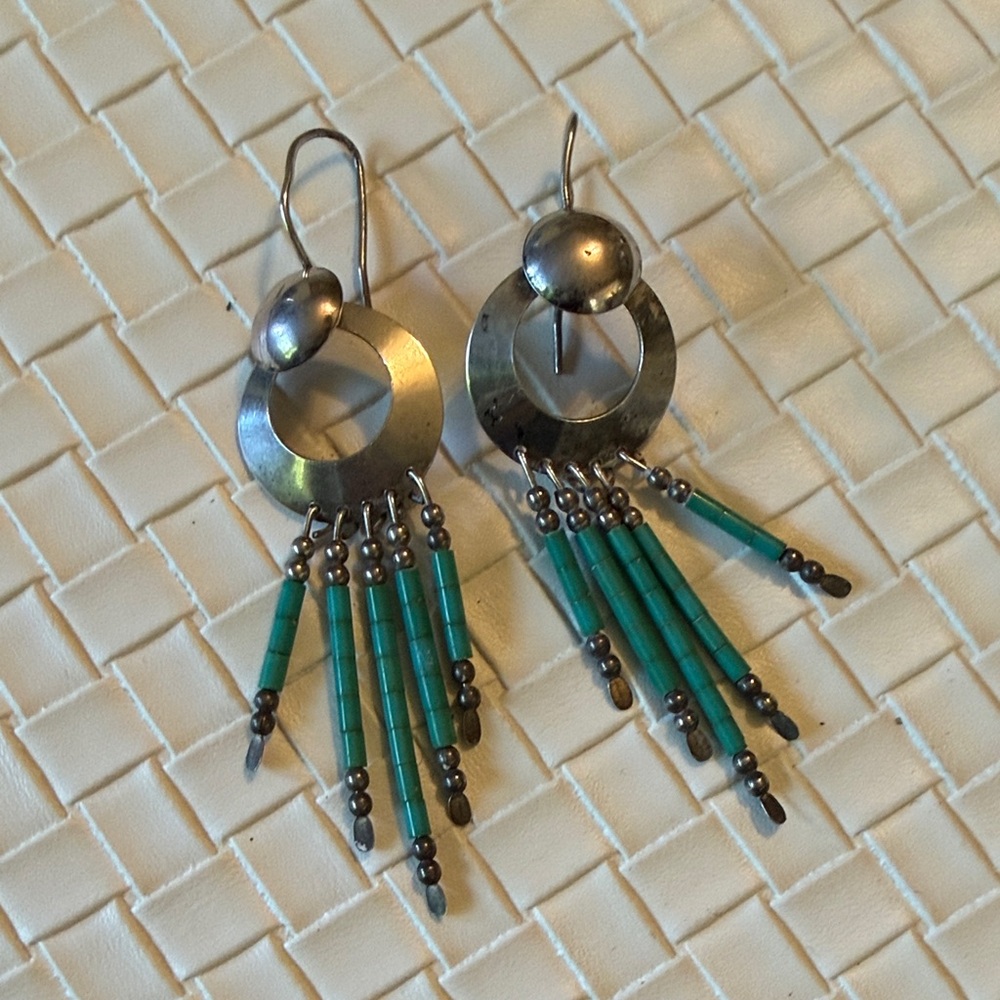 Vintage Sterling Silver and Turquoise Dangle Earrings